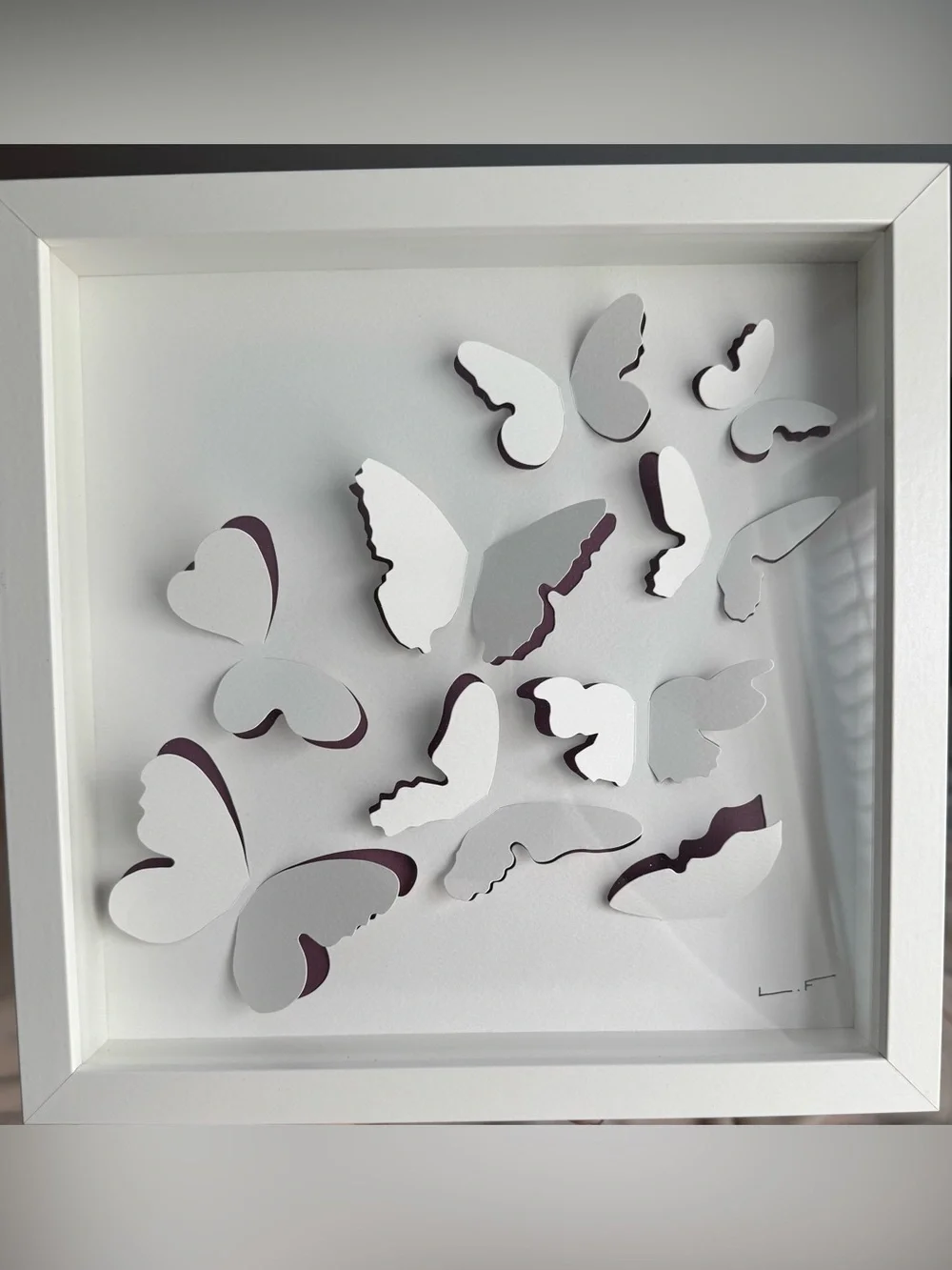 3D Butterfly Wall Art Shadow Box by Lola Fraser Purple & White IKEA OLUNDA